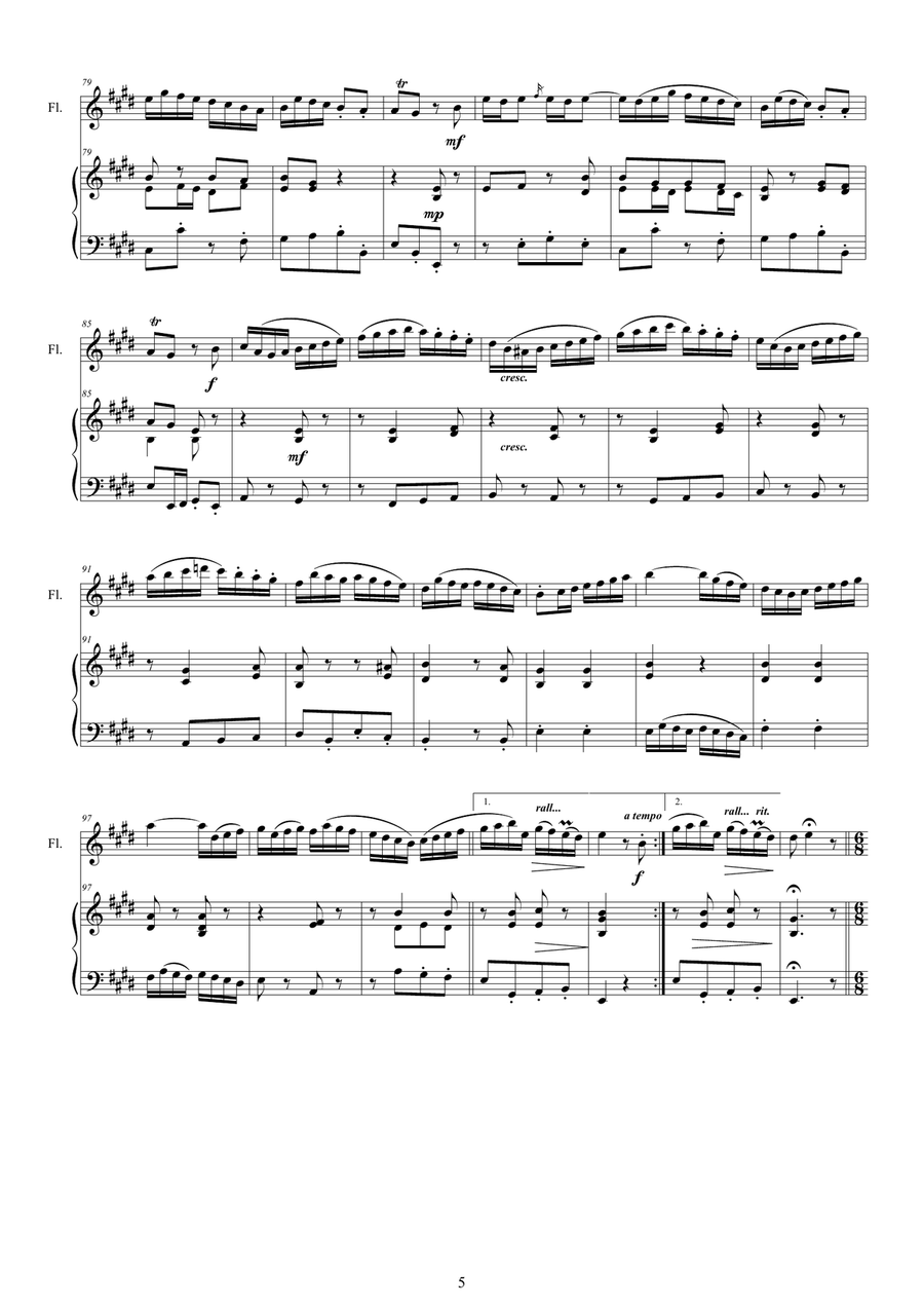 Bach - Flute Sonata in E major BWV 1035 for Flute and Harpsichord or Piano Flute scores gallery preview page 5