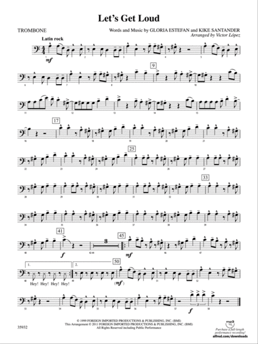 Let's Get Loud: 1st Trombone Full Orchestra scores gallery preview page 1