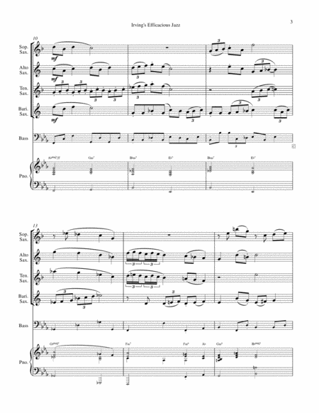 Saxophone Quartet - "Irving's Efficacious Jazz" (with optional rhythm section) image number null
