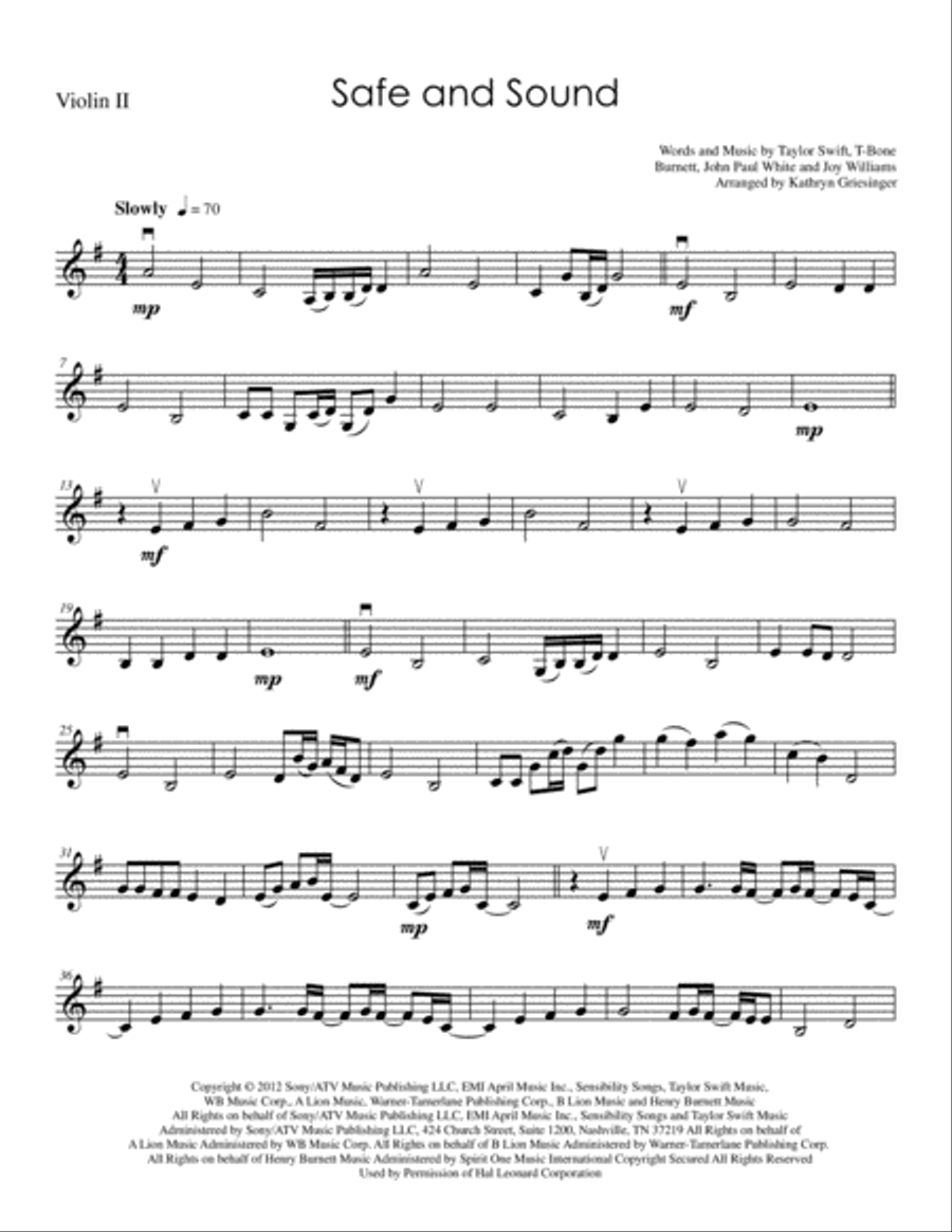 Safe And Sound String Quartet scores gallery preview page 3