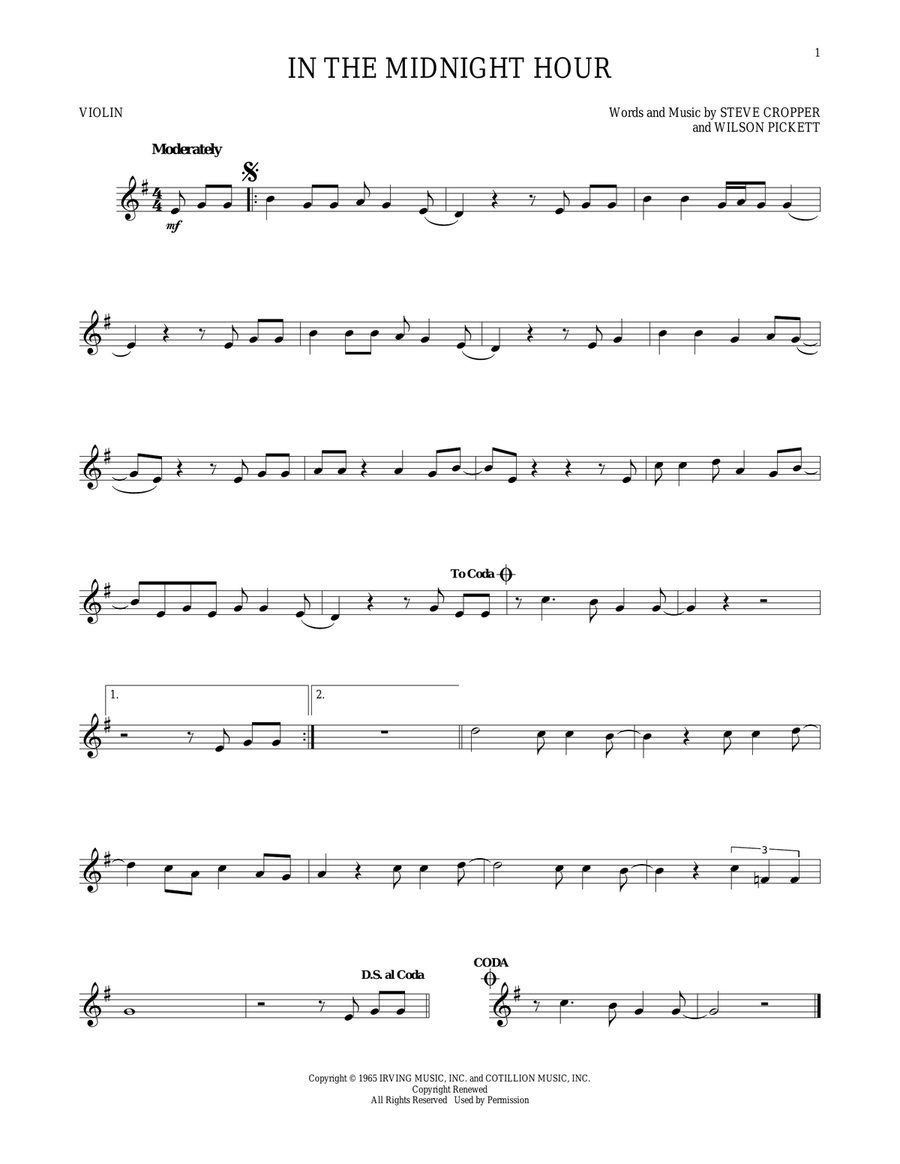In The Midnight Hour Violin Solo scores gallery preview page 1