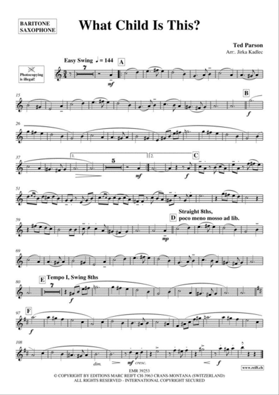 What Child Is This? Baritone Saxophone scores gallery preview page 2