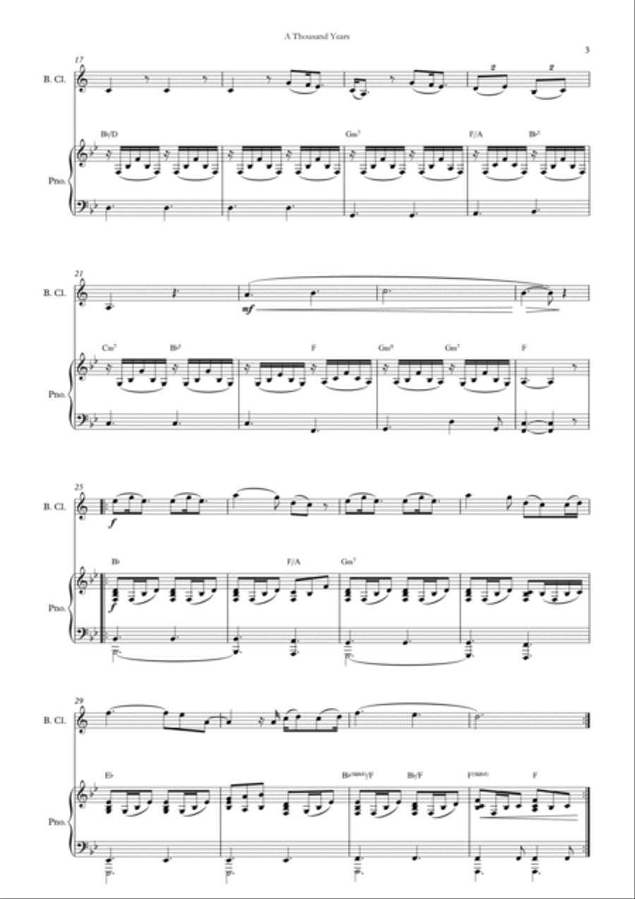 A Thousand Years A Thousand Years Clarinet Solo scores gallery preview page 4