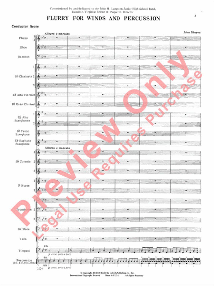 Flurry for Winds and Percussion Concert Band scores gallery preview page 4