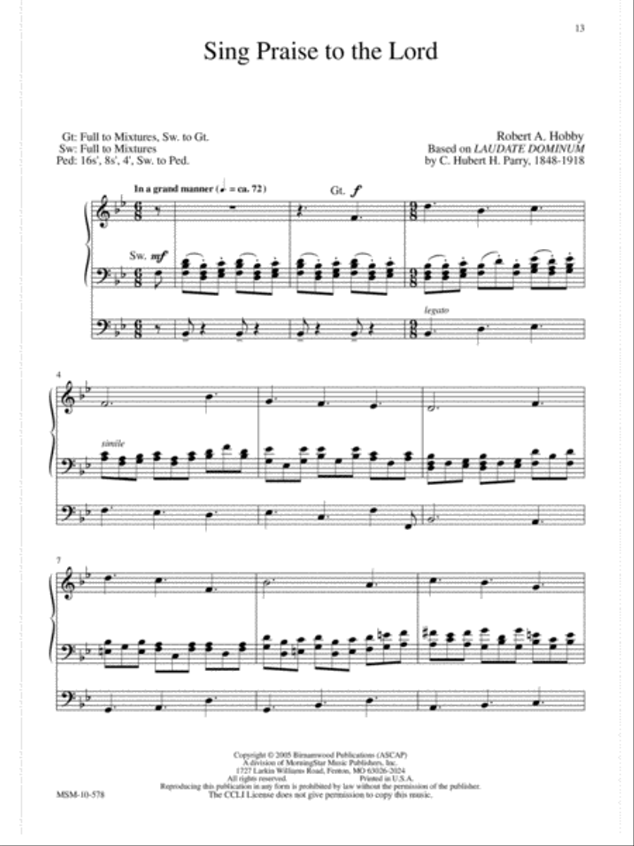 Sing Praise to the Lord Sing Praise to the Lord Organ scores gallery preview page 1