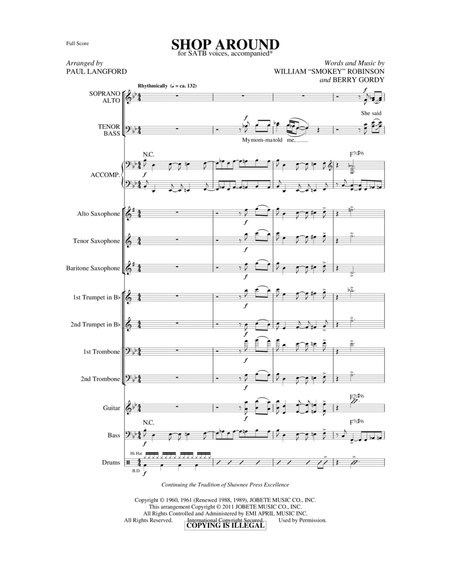 Shop Around - Score Choir scores gallery preview page 1