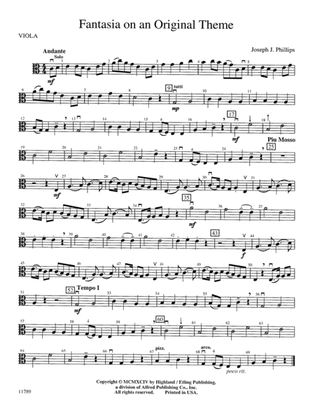 Book cover for Fantasia on an Original Theme: Viola