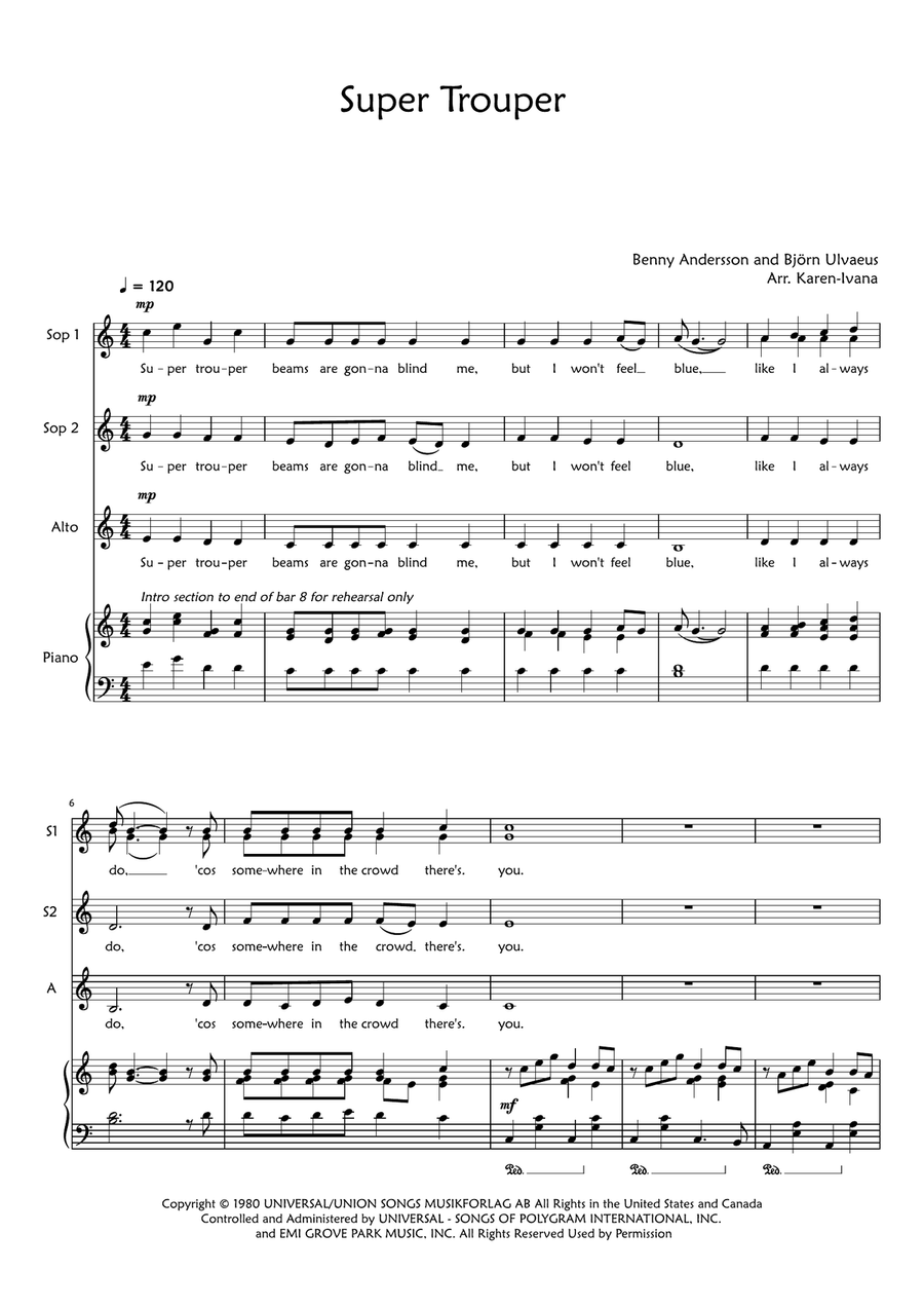 Super Trouper SSA scores gallery preview page 1