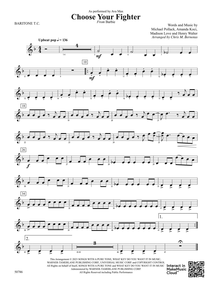 Choose Your Fighter: Baritone T.C. Concert Band scores gallery preview page 1