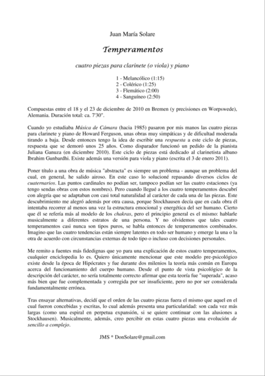 Temperamentos [Clarinet + Piano] Clarinet Solo scores gallery preview page 2
