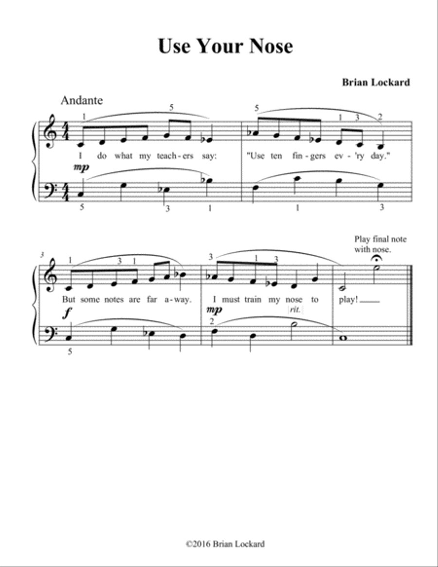 Use Your Nose Use Your Nose Easy Piano scores gallery preview page 1