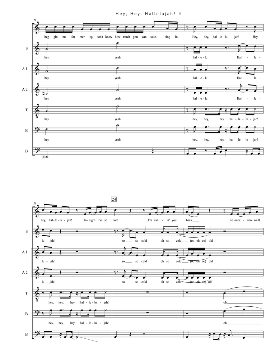 Hey Hey Hallelujah 4-Part scores gallery preview page 4