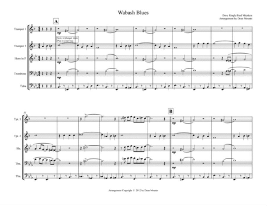 Wabash Blues Brass Ensemble scores gallery preview page 1