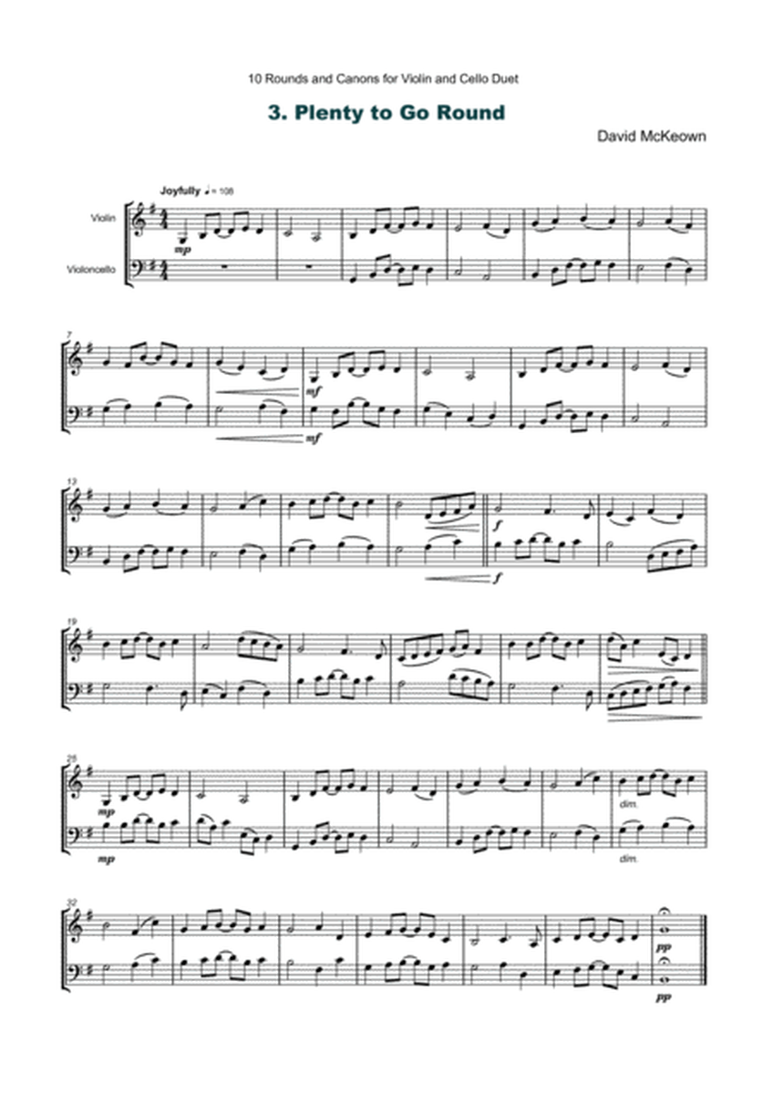 10 Rounds and Canons for Violin and Cello Duet