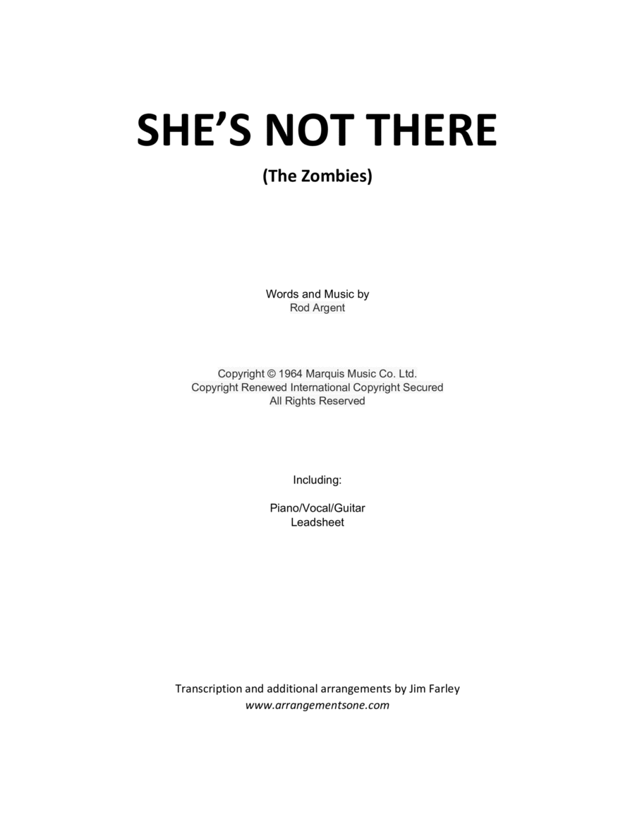 She's Not There She's Not There Piano, Vocal, Guitar scores gallery preview page 1