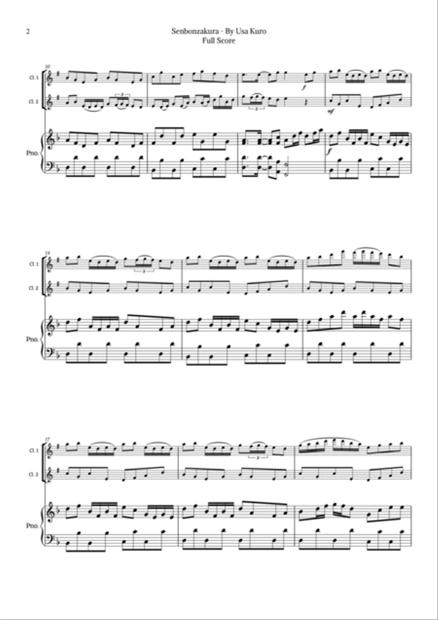 Senbonzakura Clarinet Duet scores gallery preview page 2