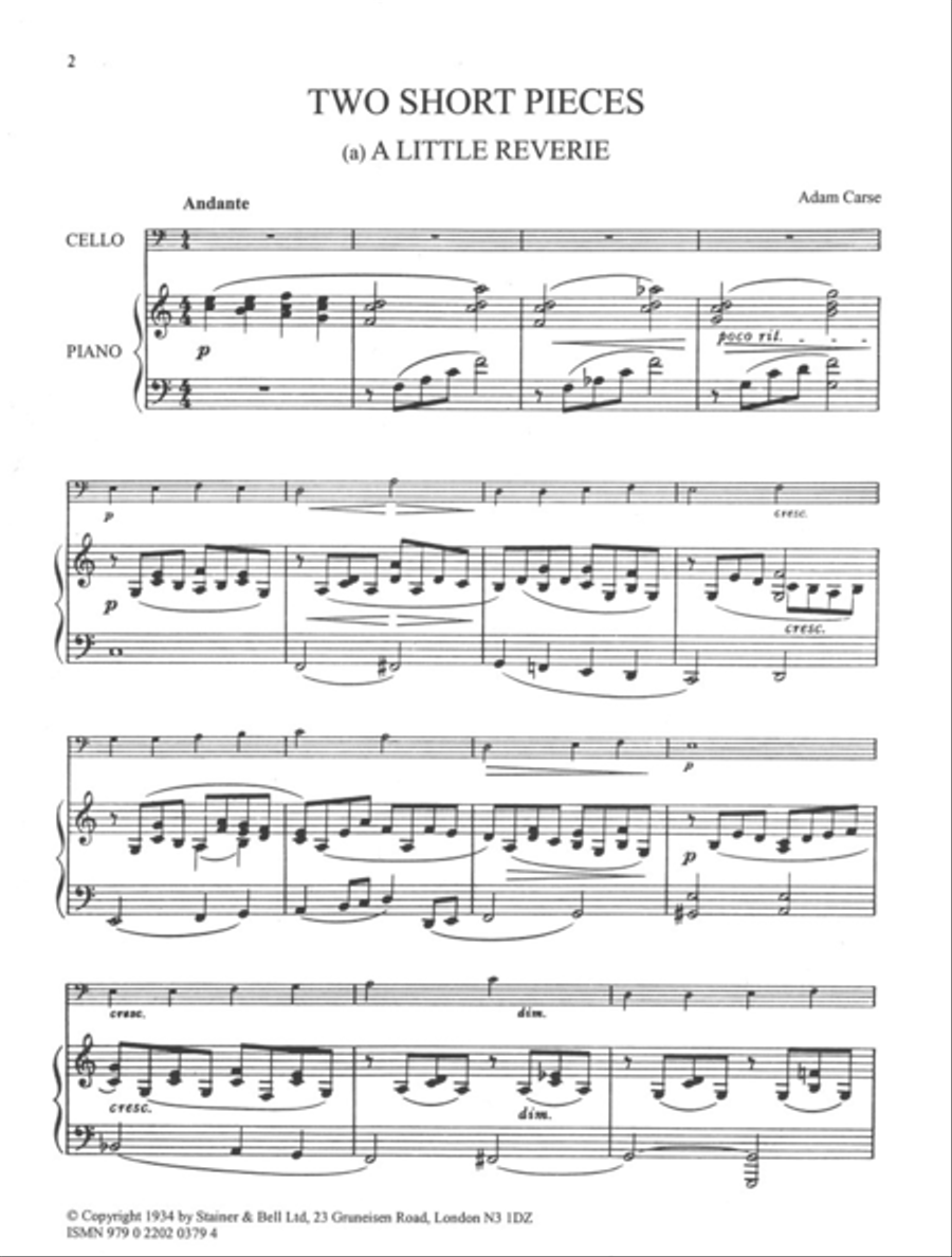 Two Short Pieces for Cello and Piano Piano Accompaniment scores gallery preview page 2