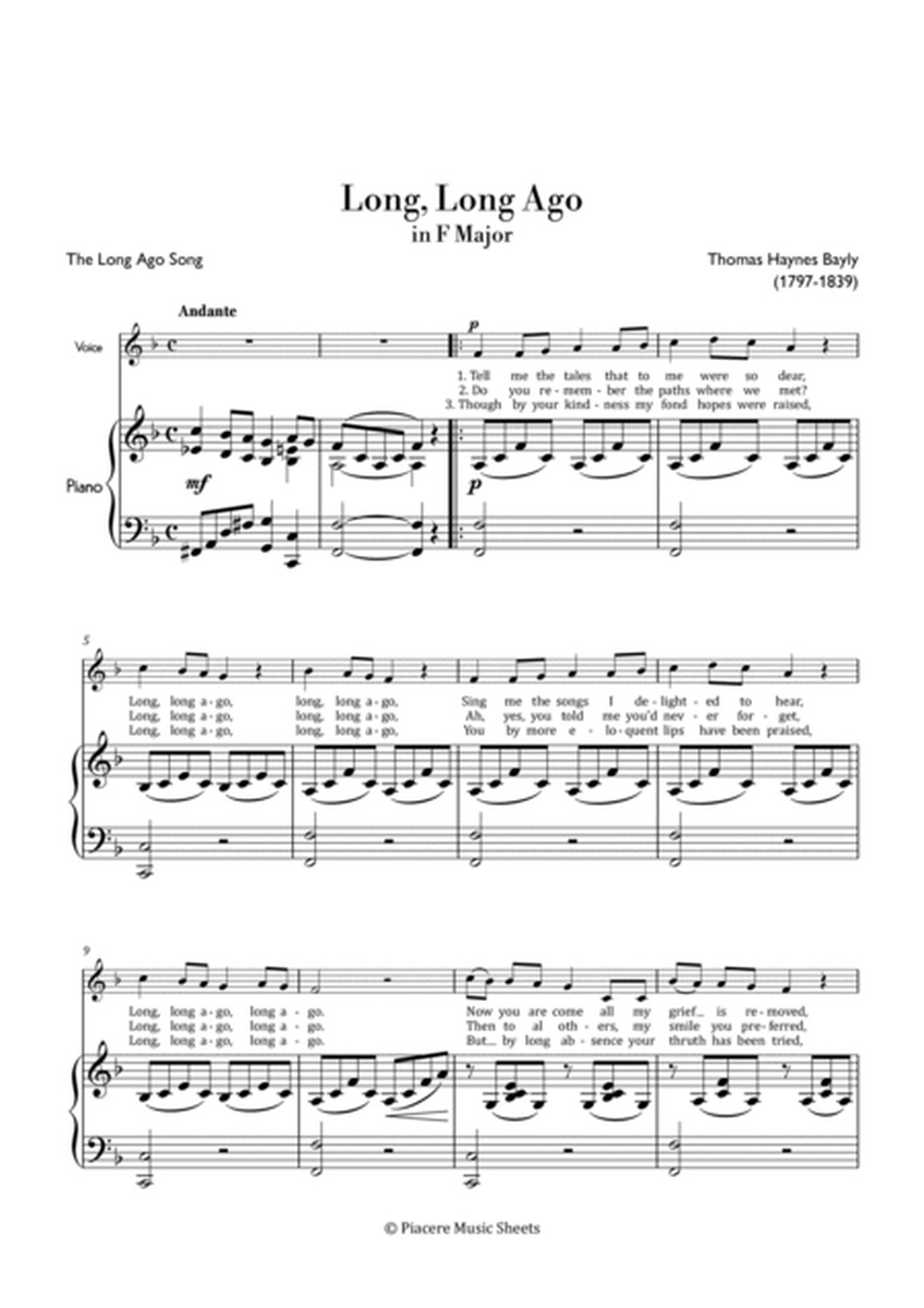 Bayly - Long, Long Ago in F Major - Easy image number null