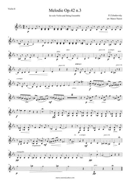 Tchaykovsky - Melodie op.42 n.3 for violin and string ensemble
