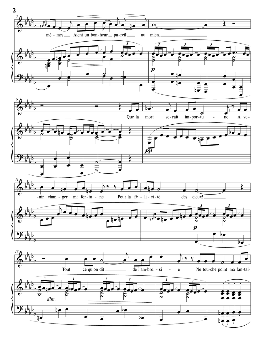 HAHN: À Chloris (in 3 low keys: D, D-flat, C major) Piano, Vocal scores gallery preview page 6