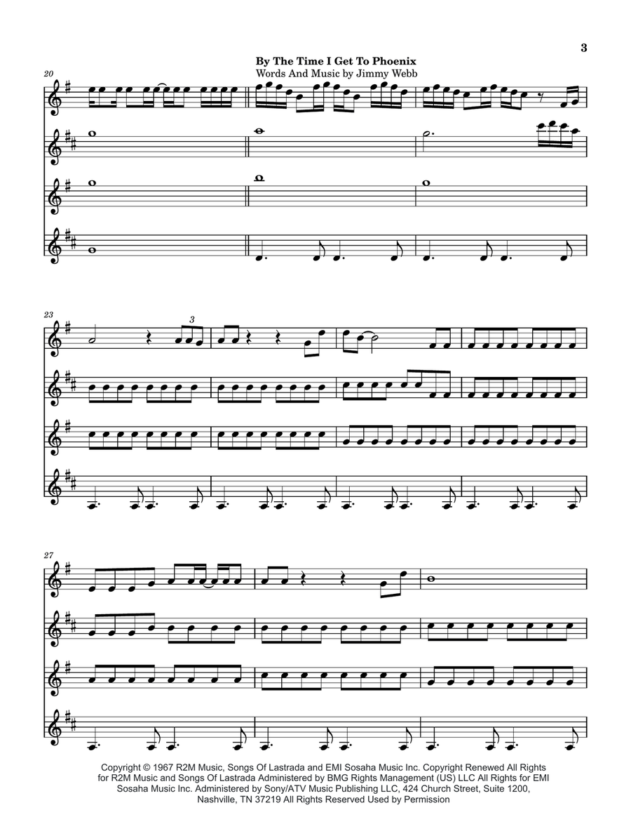 Medley: Wichita Lineman with By The Time I Get To Phoenix and Macarthur Park Saxophone Quartet scores gallery preview page 4