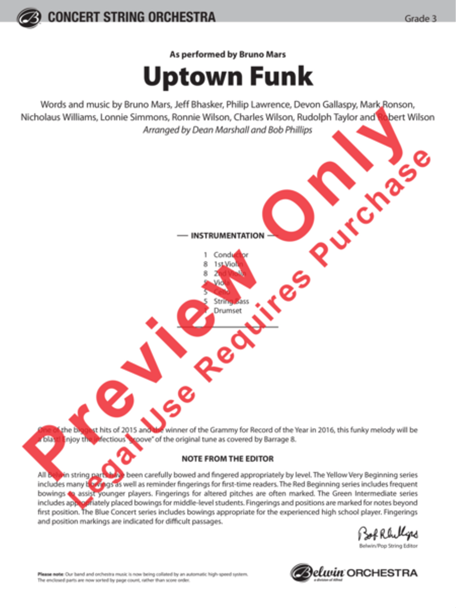 Uptown Funk String Orchestra scores gallery preview page 2
