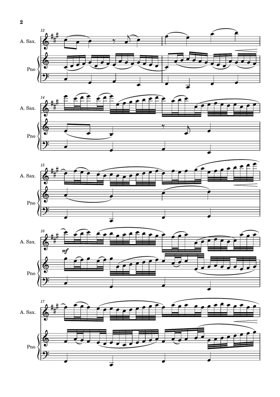 Canon Pachelbel + Free Mp3 Playback + Solo and Piano Parts Alto Saxophone scores gallery preview page 3