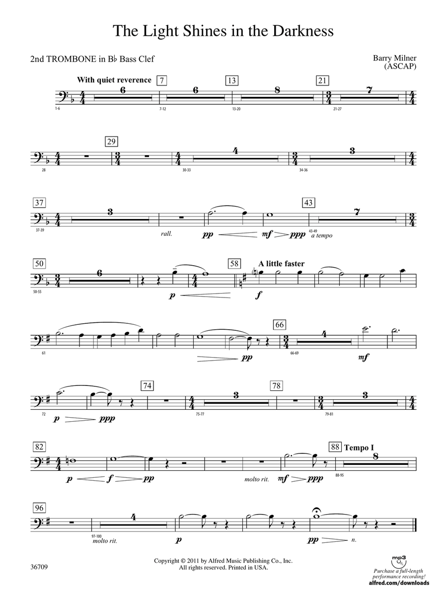 The Light Shines in the Darkness: (World Part) 2nd B-flat Trombone B.C.