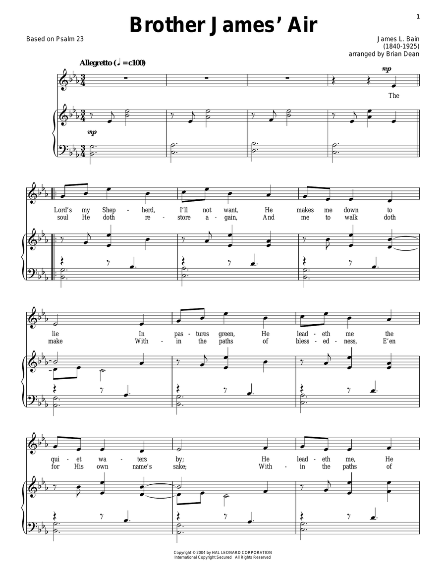 Brother James' Air Piano, Vocal scores gallery preview page 1