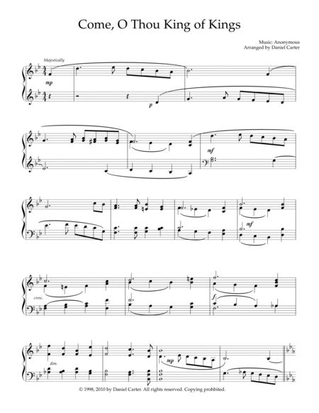 Come, O Thou King of Kings—Intermediate Piano Solo image number null