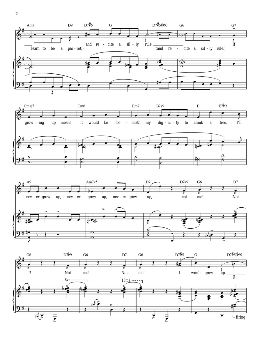 I Won't Grow Up Piano, Vocal scores gallery preview page 2