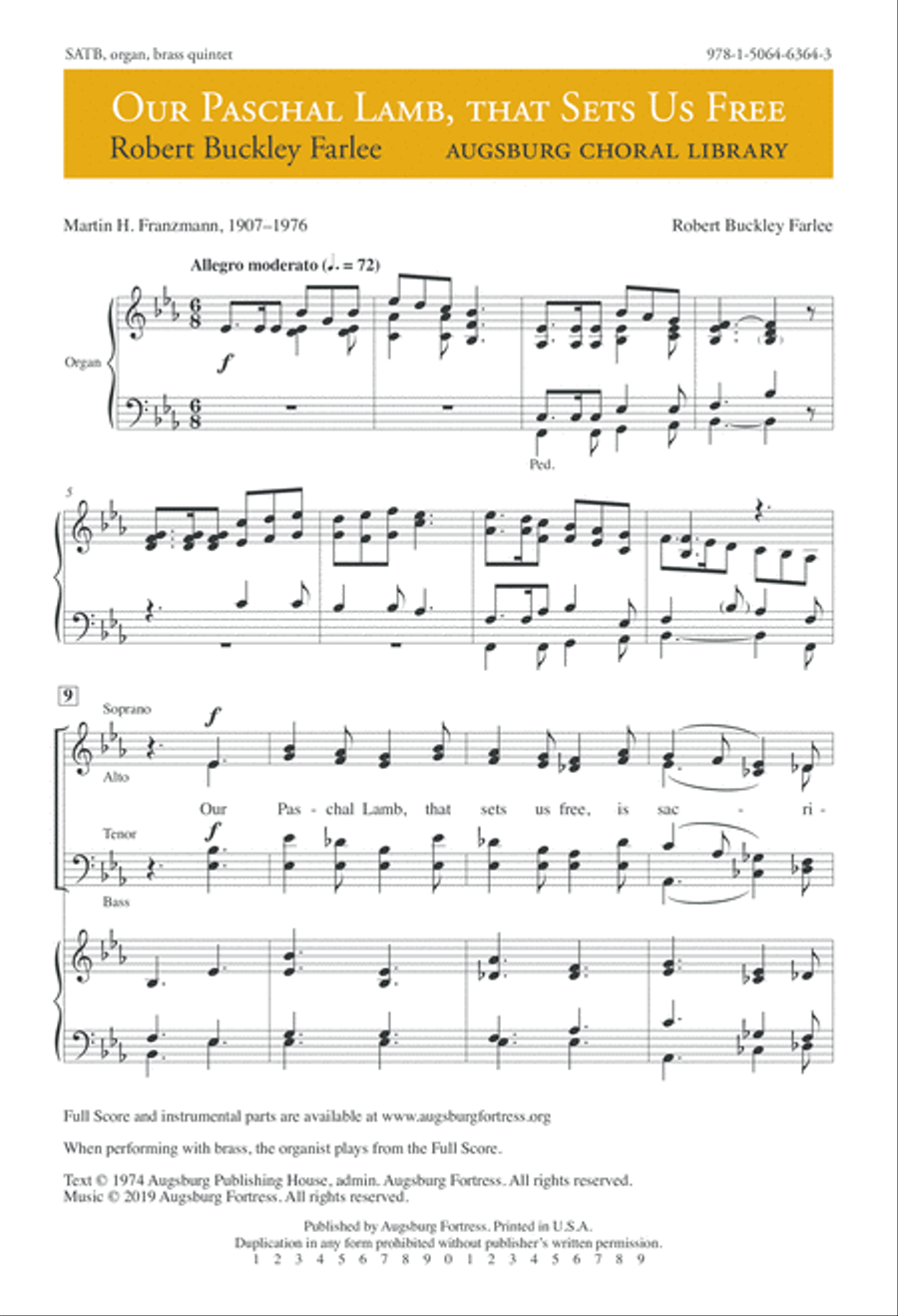 Our Paschal Lamb, that Sets Us Free 4-Part scores gallery preview page 1
