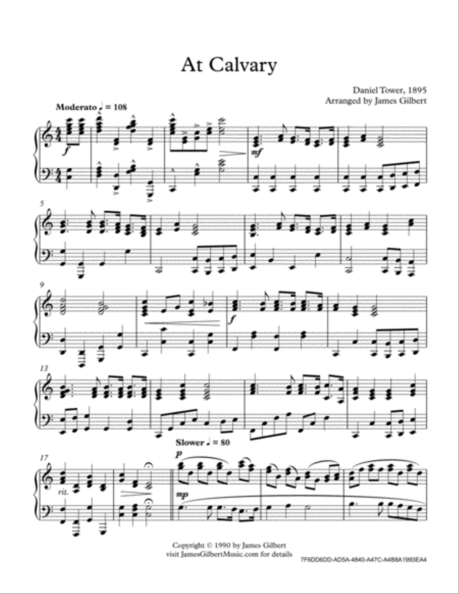 At Calvary Piano Solo scores gallery preview page 2