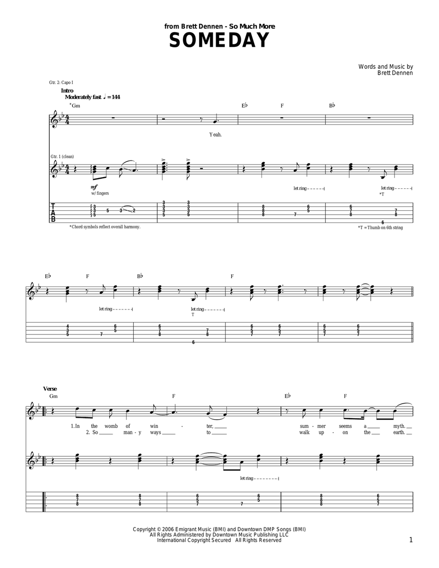Someday Acoustic Guitar scores gallery preview page 1