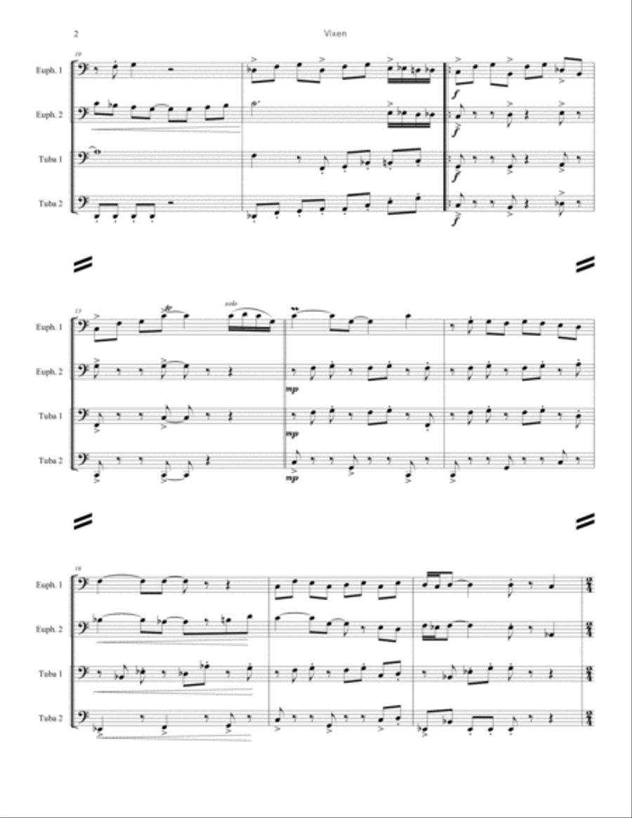 Vixen The Hipster Reindeer (Lower Brass Quartet) Brass Quartet scores gallery preview page 3