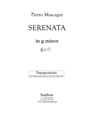 Book cover for Mascagni: Serenata (transposed to g minor)