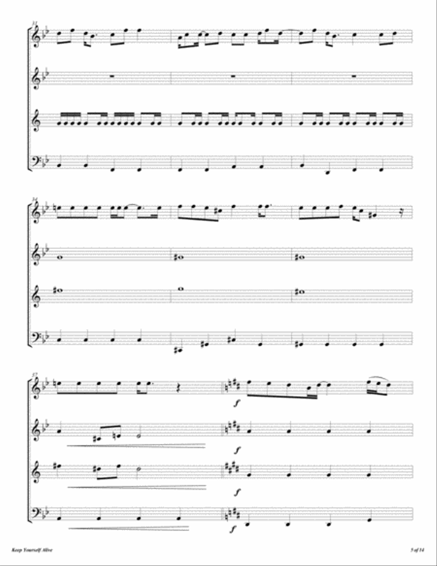 Keep Yourself Alive Woodwind Quartet scores gallery preview page 6