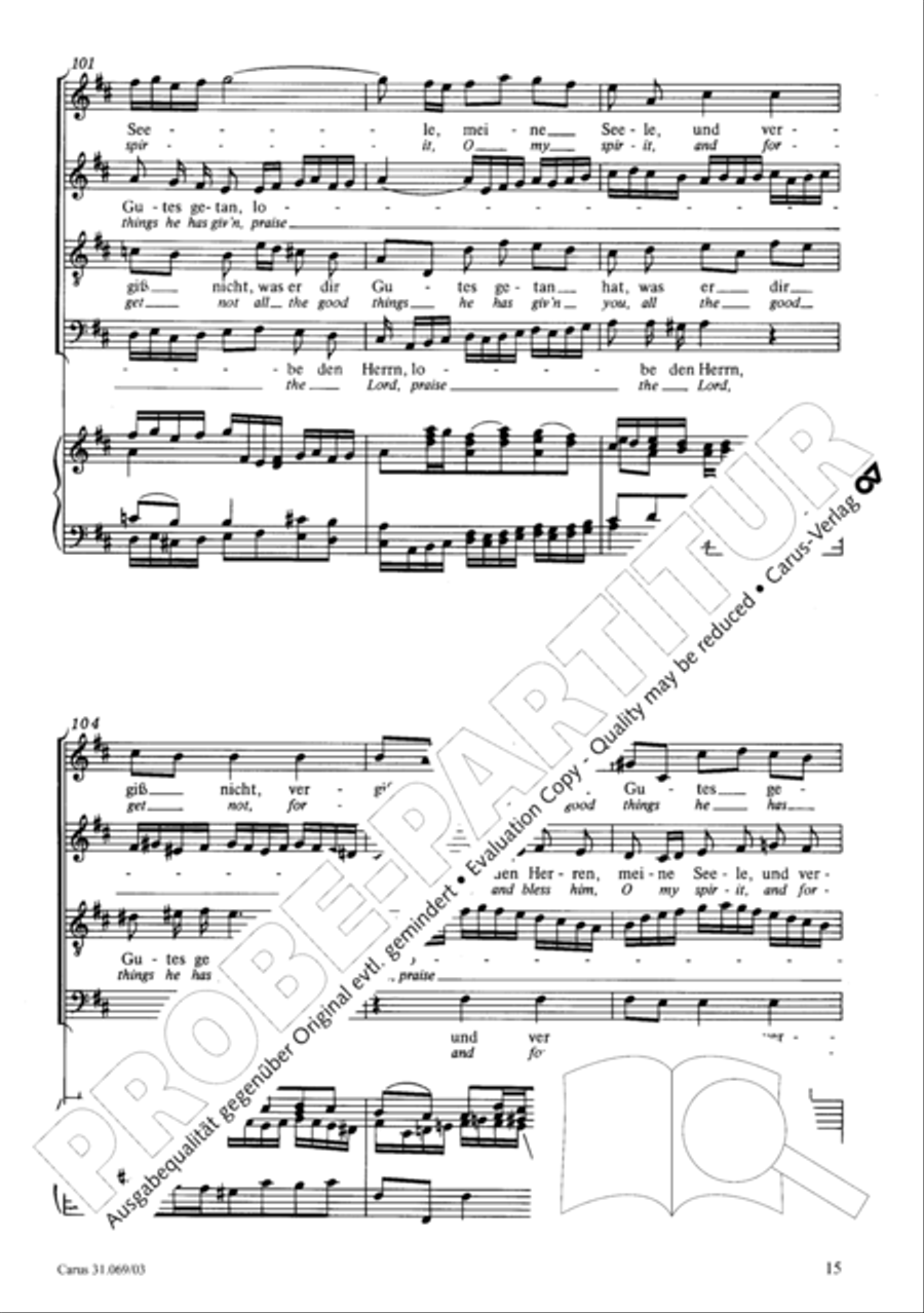Praise the Lord, O my spirit (Lobe den Herrn, o meine Seele) 4-Part scores gallery preview page 15