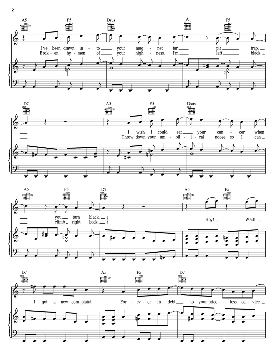 Heart Shaped Box Piano, Vocal, Guitar scores gallery preview page 2