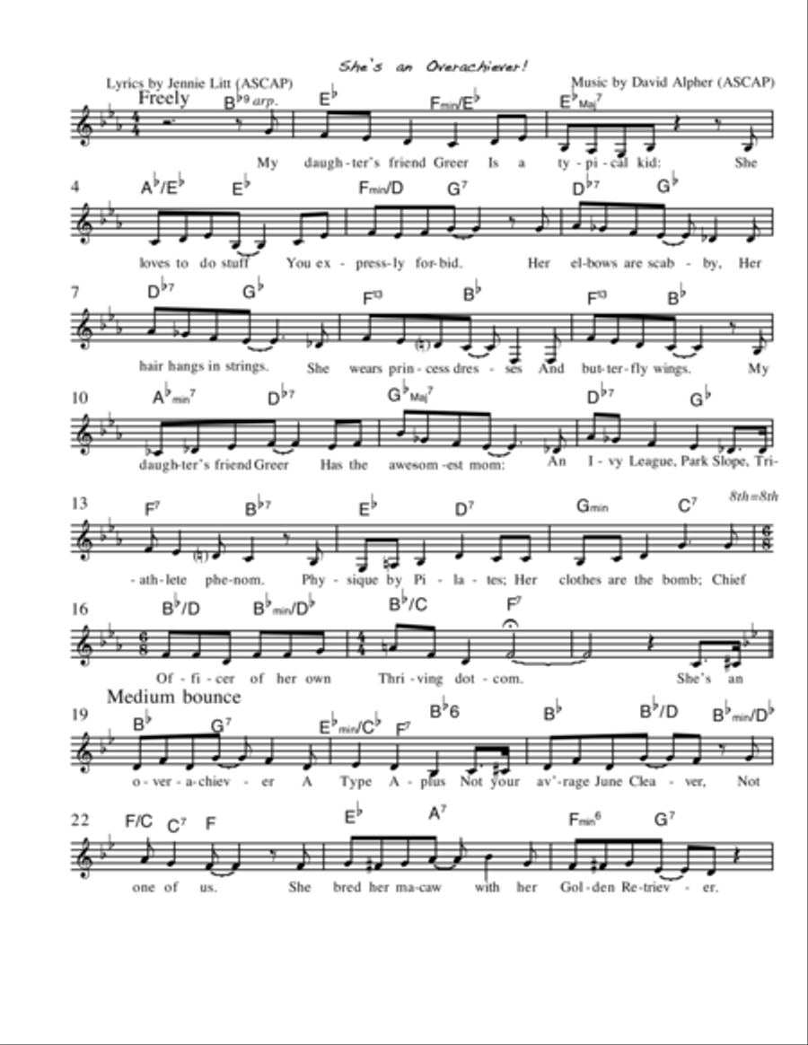 She's An Overachiever! She's An Overachiever! Voice scores gallery preview page 1