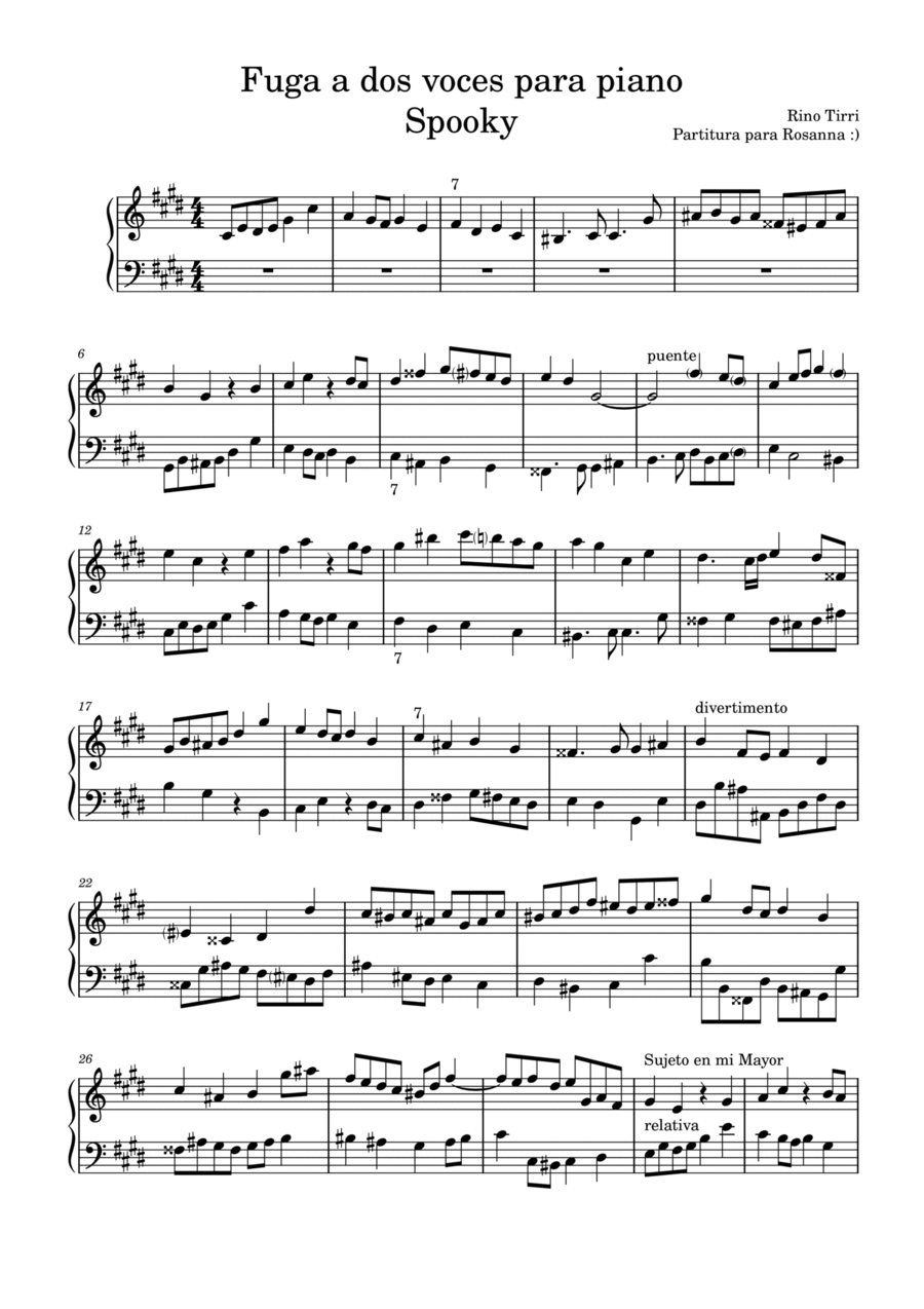 Spooky Piano Fugue in C# minor Piano Solo scores gallery preview page 1