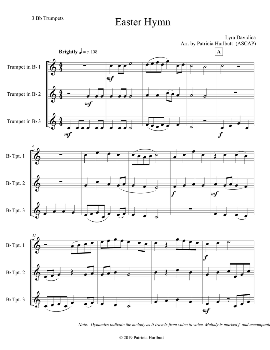 Easter Hymn for Trumpet Trio Trumpet Trio scores gallery preview page 1