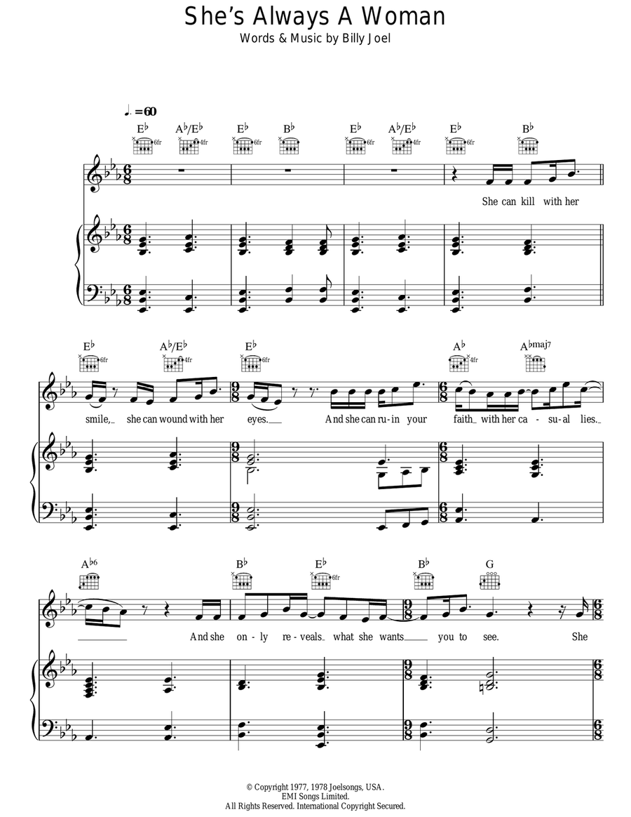 She's Always A Woman Acoustic Guitar scores gallery preview page 1
