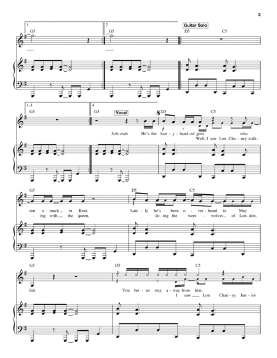 Werewolves Of London Piano scores gallery preview page 3