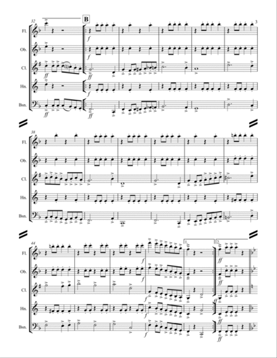 March – Entry of the Gladiators (for Woodwind Quintet) Woodwind Quintet scores gallery preview page 4