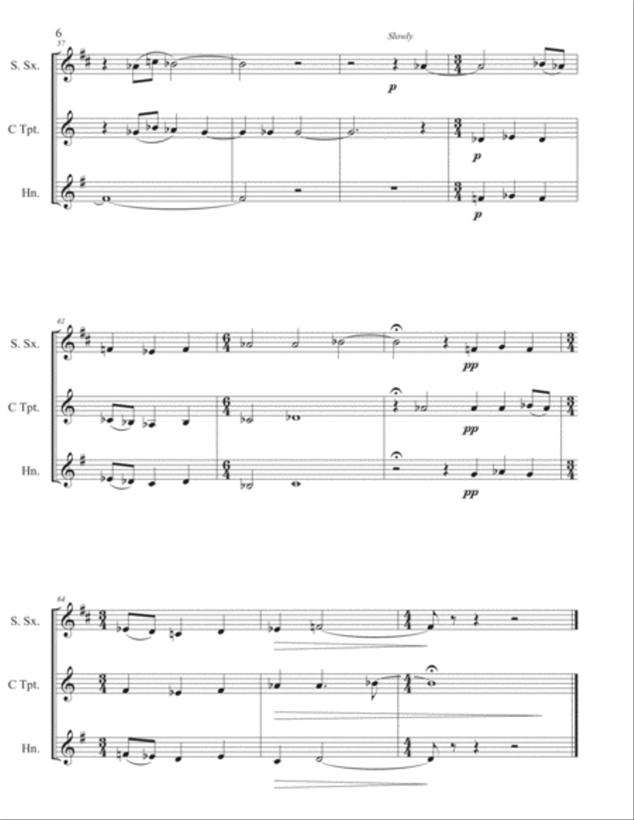Three Movements for Soprano Sax, Trumpet and Horn Small Ensemble scores gallery preview page 6