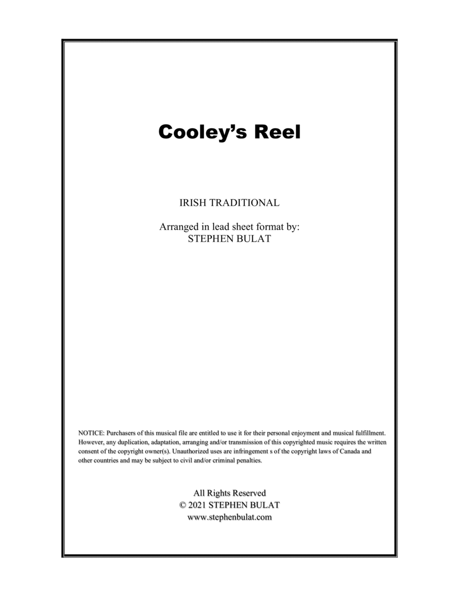 Cooleys' Reel (Irish Traditional) - Lead sheet (key of Bm)