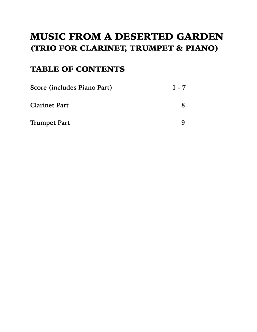 Music From a Deserted Garden (Trio for Clarinet, Trumpet and Piano) Small Ensemble scores gallery preview page 4
