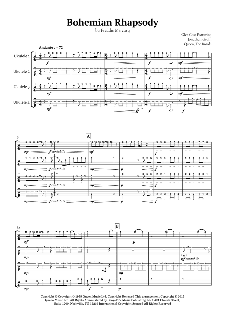 Bohemian Rhapsody Ukulele scores gallery preview page 2