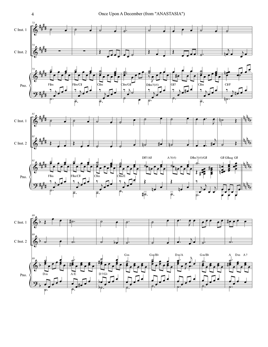 Once Upon A December from the Twentieth Century Fox Motion Picture ANASTASIA Piano scores gallery preview page 4